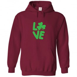 LOVE St. Patrick's Day Shamrock Classic Unisex Kids and Adults Pullover Hoodie									 									 									